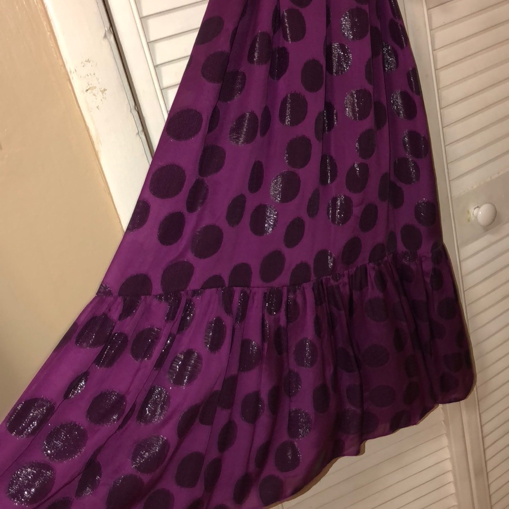 Tibi New York Purple Belted Polkadot Midi Dress - Picture 4 of 8
